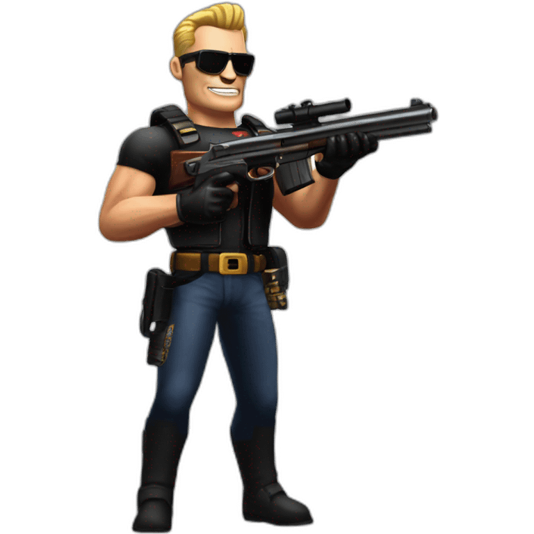 Duke nukem holding a shotgun emoji