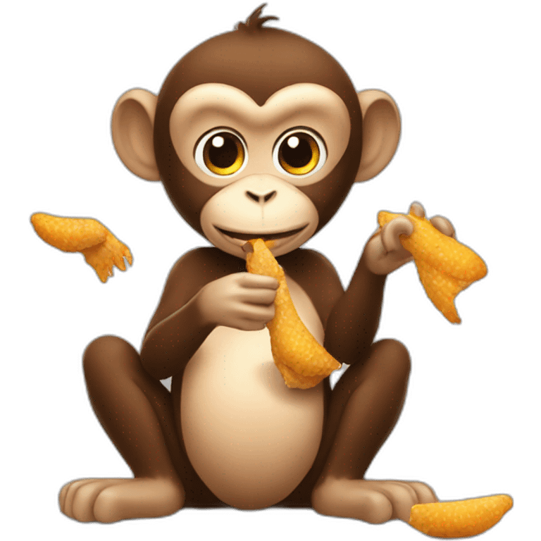 monkey eating chicken emoji