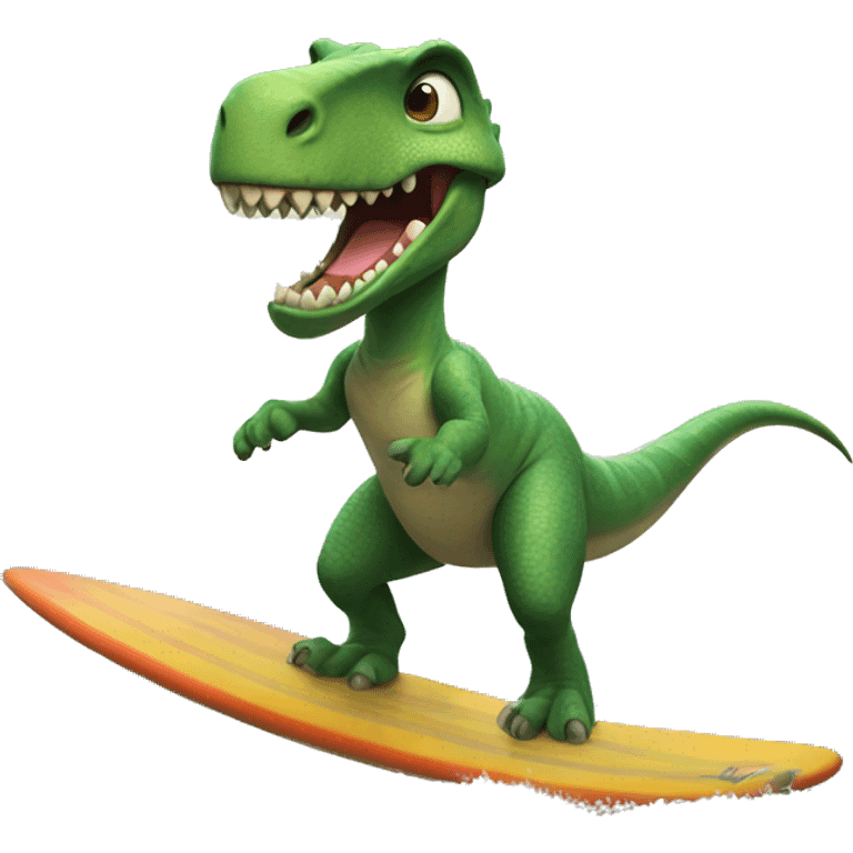 dinosaur riding a surfboard emoji