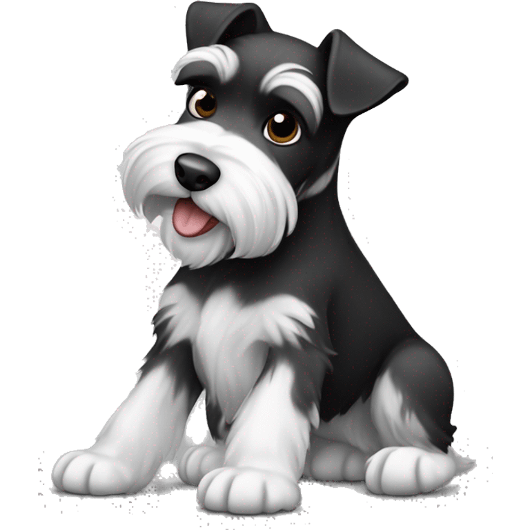 Mini schnauzer black & white playing emoji