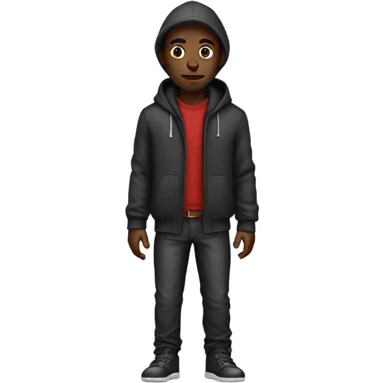 a black skinny man in hood clothes emoji