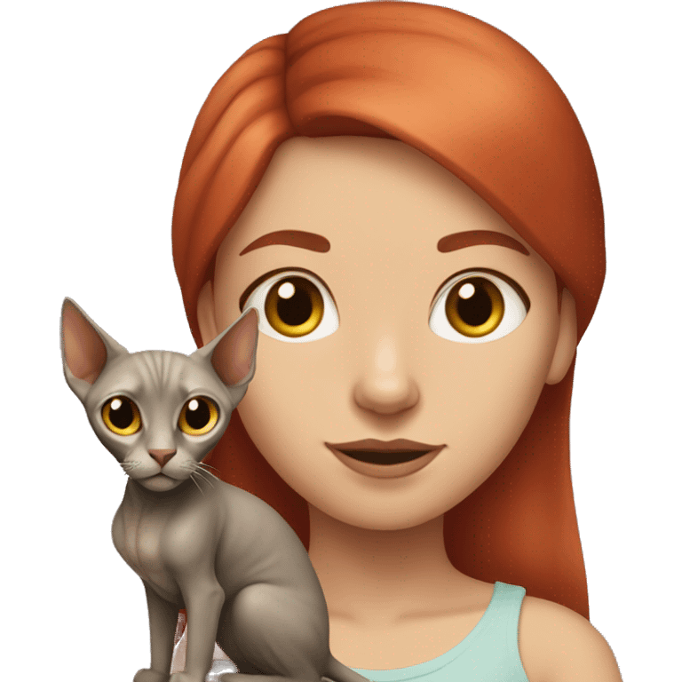 Red-haired girl with a sphinx cat emoji