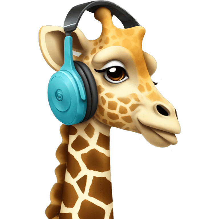 Giraffe listening to music emoji