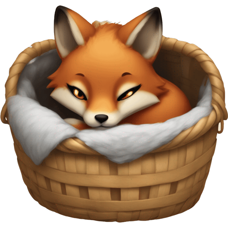 Fox curled up in a basket dark academia emoji