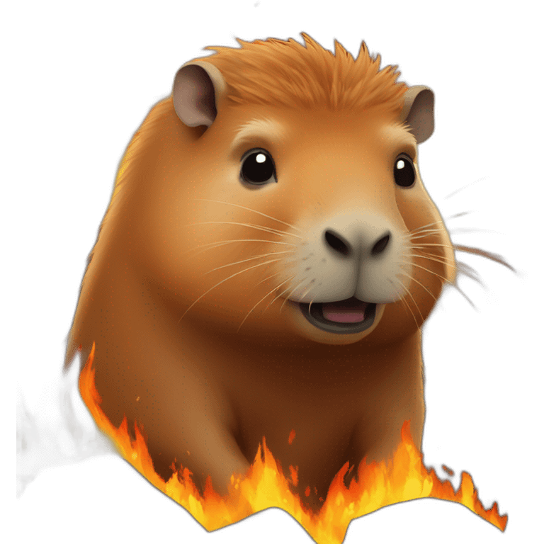 Capybara with fire behind it emoji