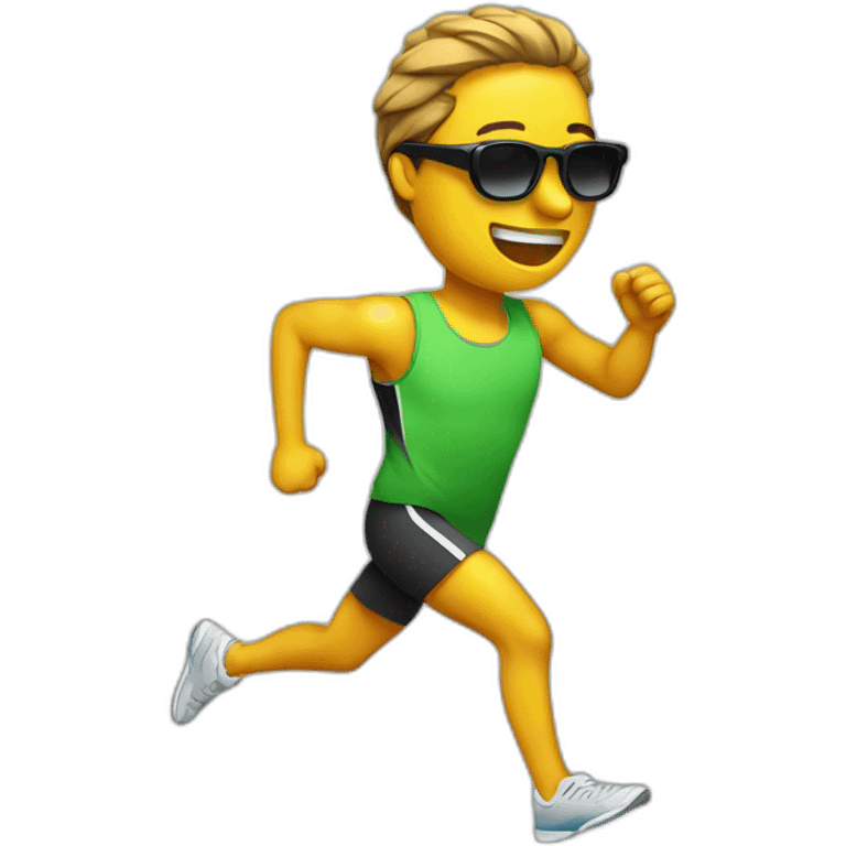 Running person emoticon with sunglasses emoji