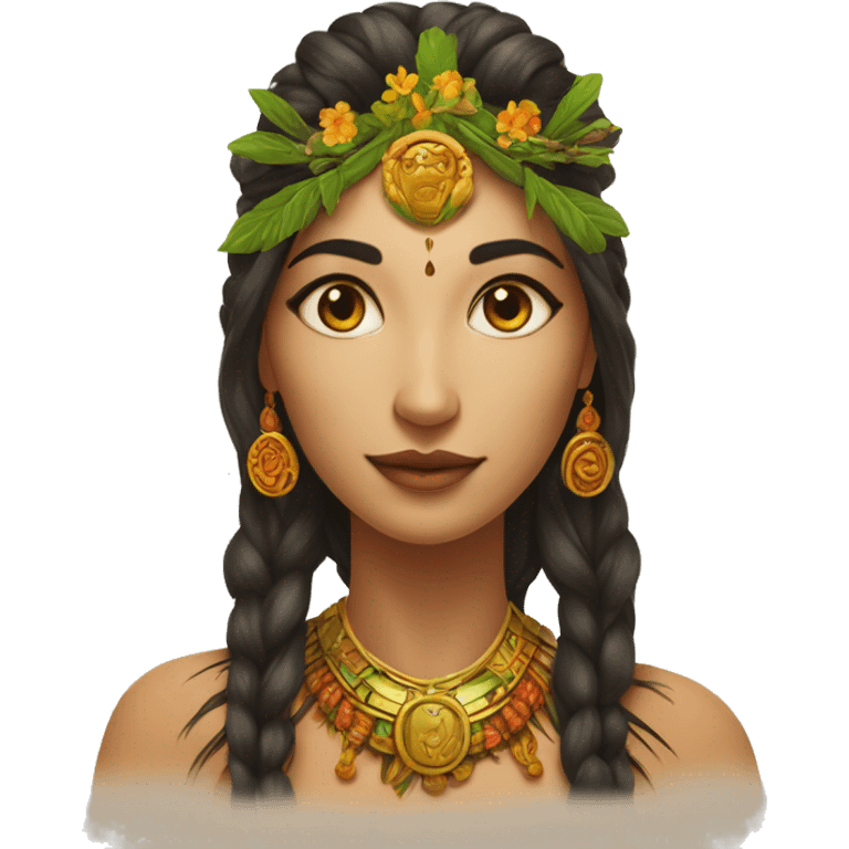 goddes woman with russian features with ayahuasca brew emoji