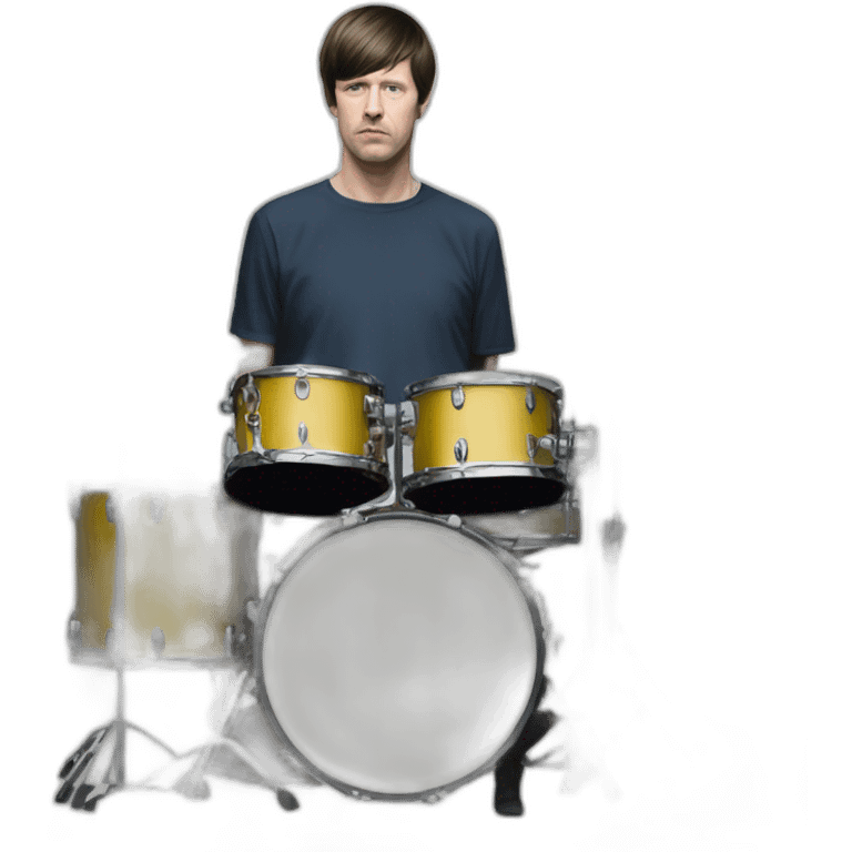 photo realistic Stephen Morris from Joy Division, playing drums, full body front view emoji