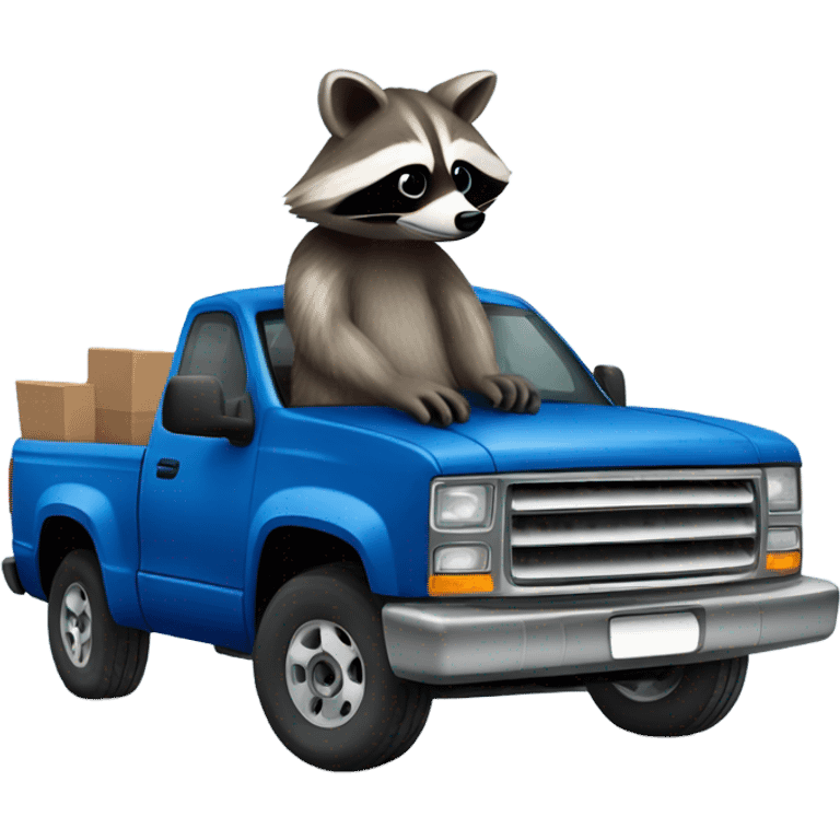 Raccoon driving blue pickup truck 2010 emoji