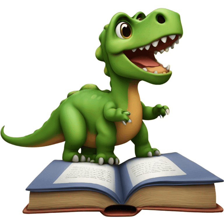 Dinosaur on top of a book emoji