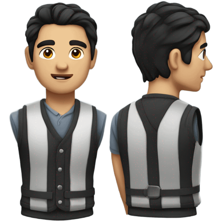 handsome man with vest, black hair emoji