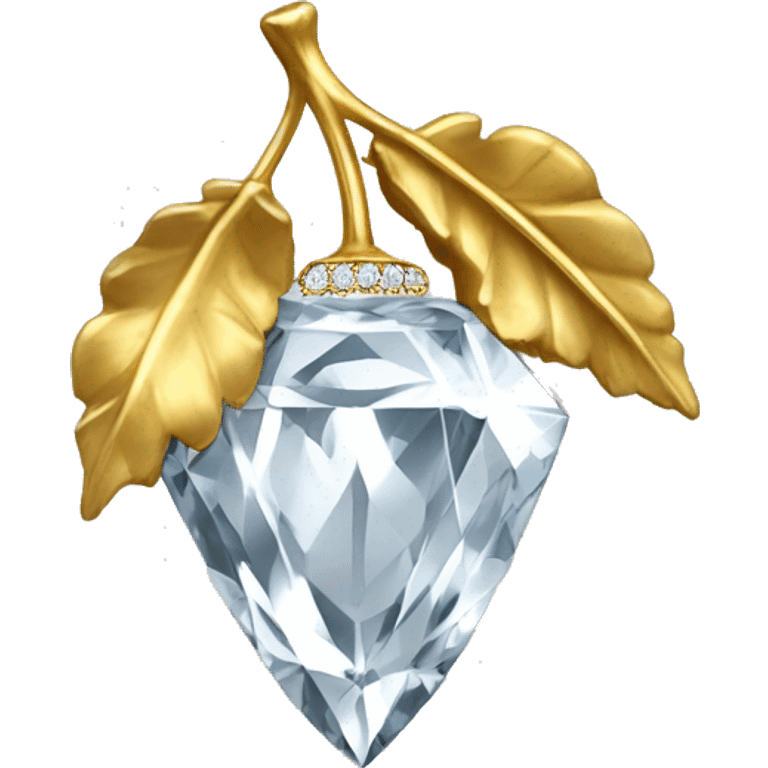 a Diamond Acorn, sparkling cut diamond, with stem of gold emoji