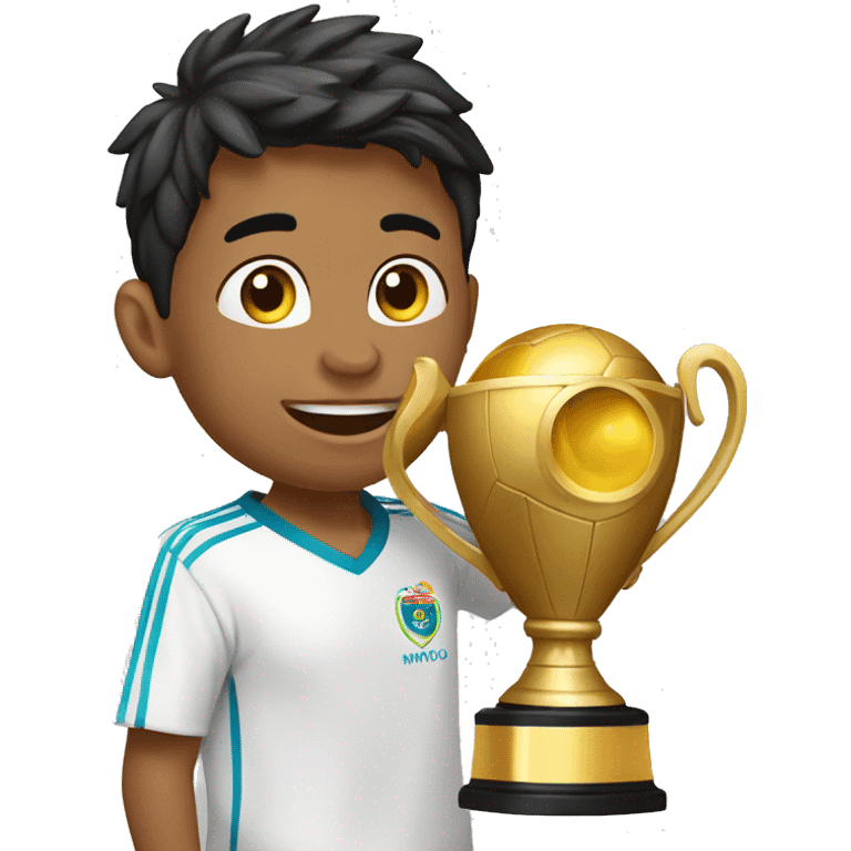 niño levantando la copa  del mundo  emoji