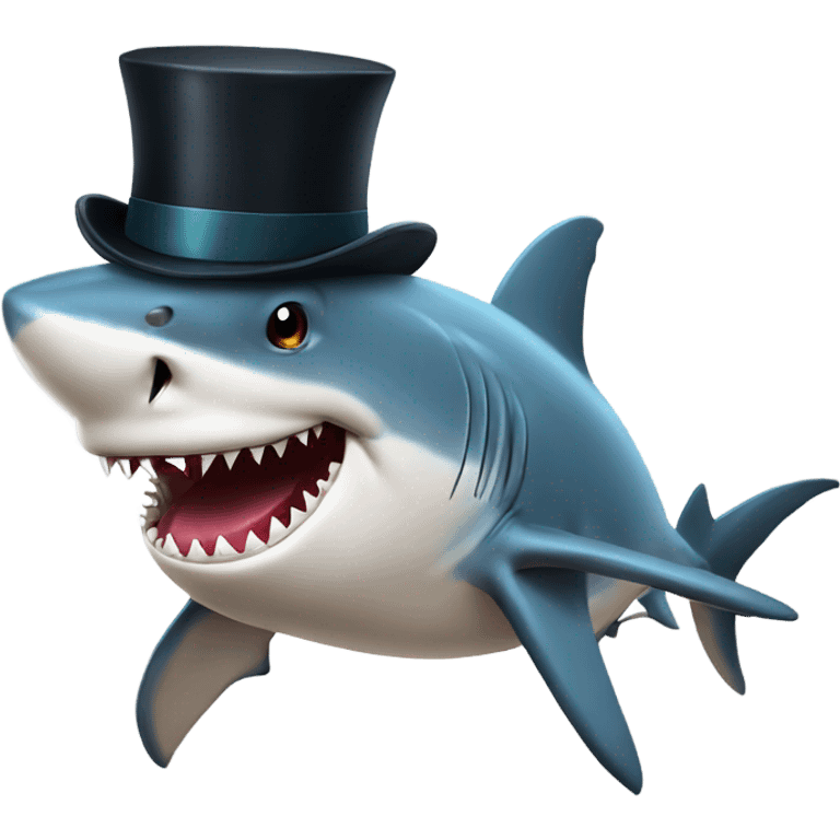 Shark with a top hat emoji