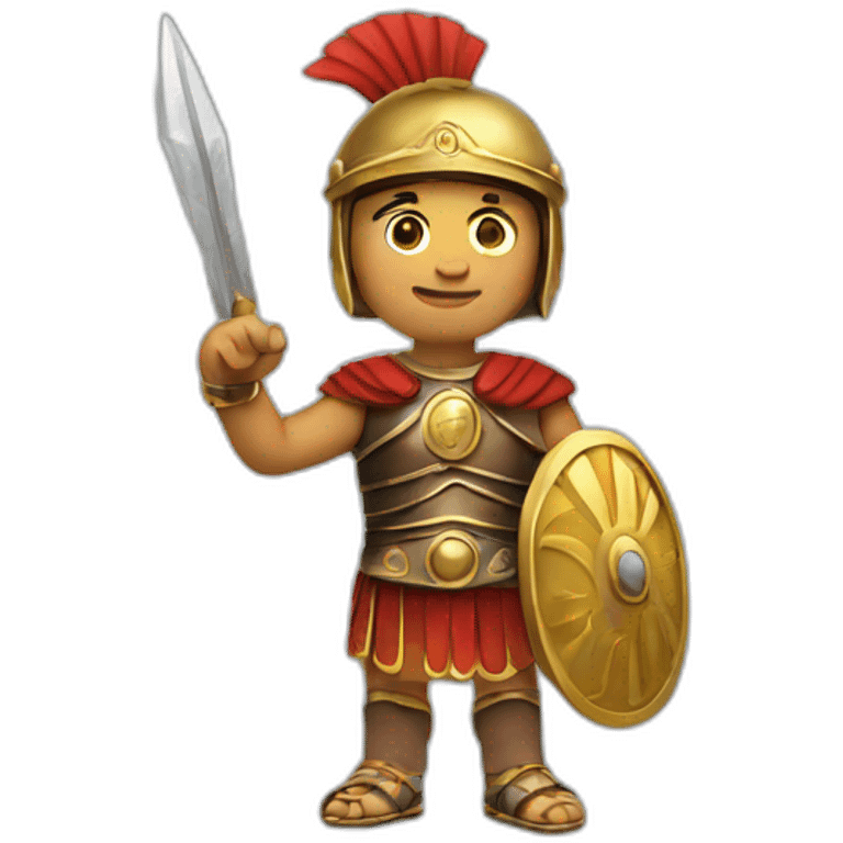 a roman warrior making a peace sign with his hand emoji