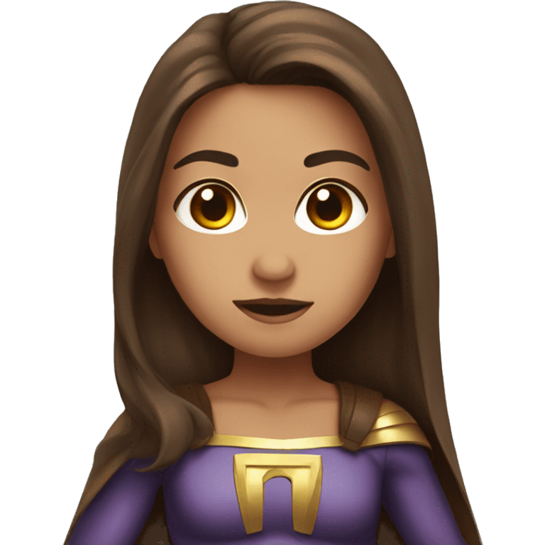 superhero, girl, long brown hair, brown eyes, hispanic emoji