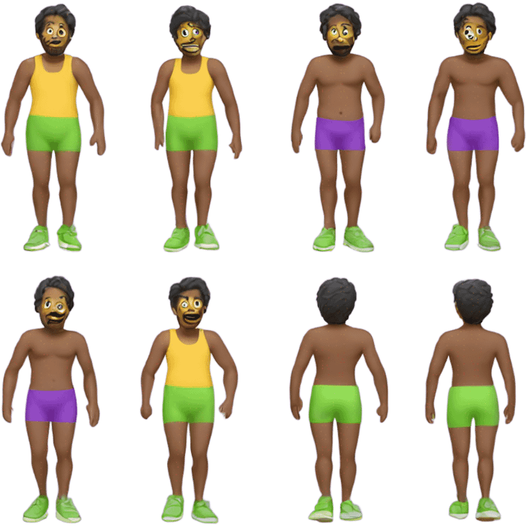 Purple pregnant man with green shoes and yellow underwear  emoji