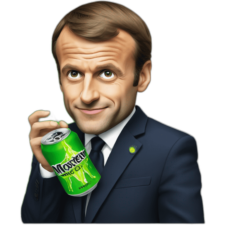 Emmanuel macron drinking monster energy emoji