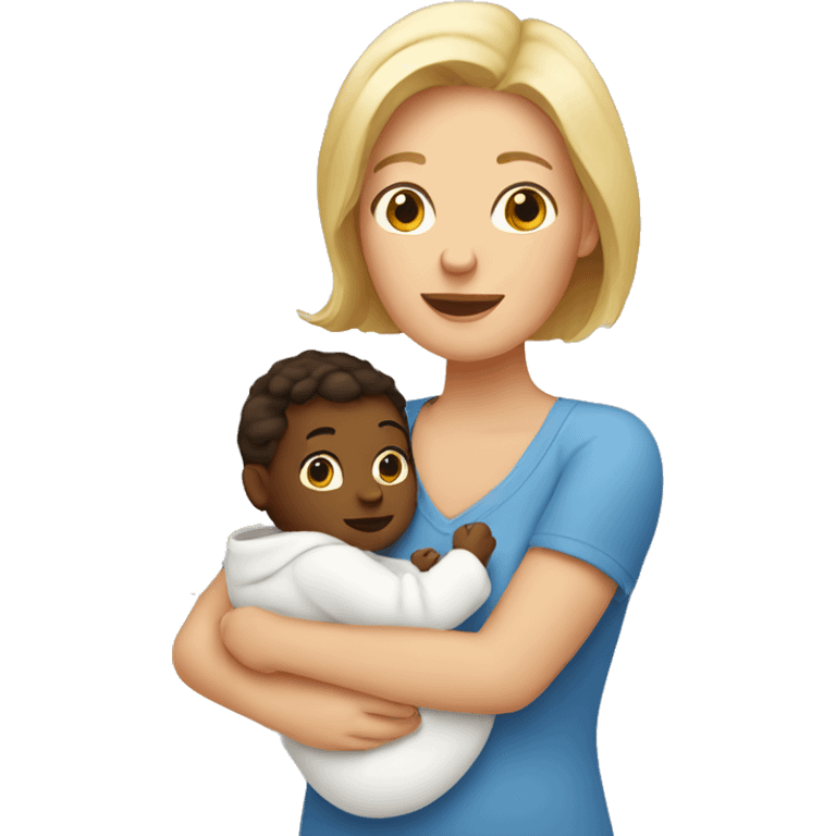 white mom holding little baby emoji