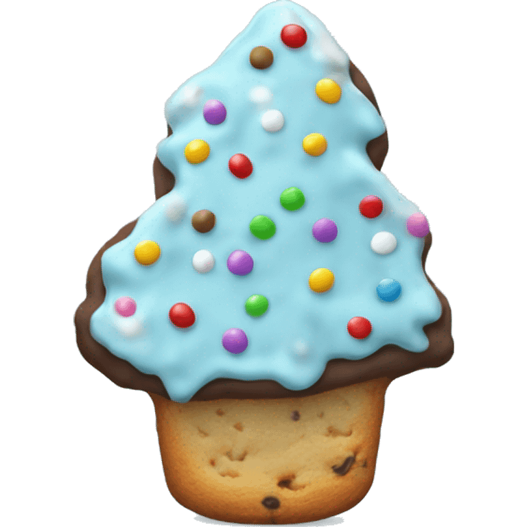 Light blue chocolate chip cookie with sprinkles Christmas  emoji