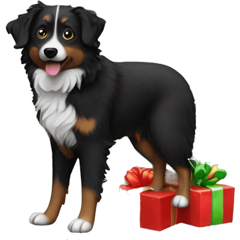 Small black australian shepherd dog Christmas tree emoji