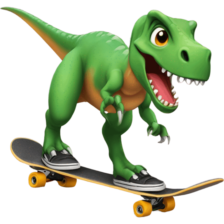 Dinosaur in skateboard  emoji