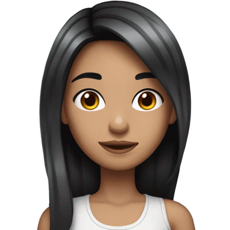 girl with black hair with white/grey hair streaks in fr emoji