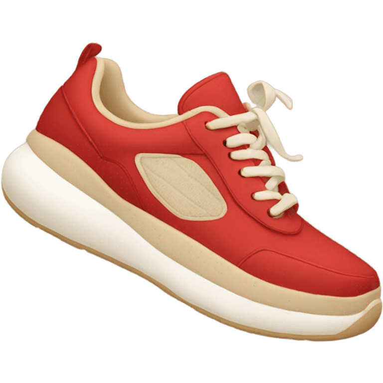 red and beige sneakers on feet emoji