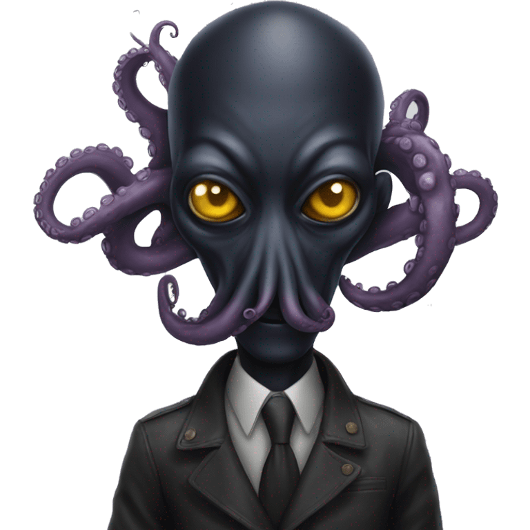 Black Alien Octopus with a man emoji