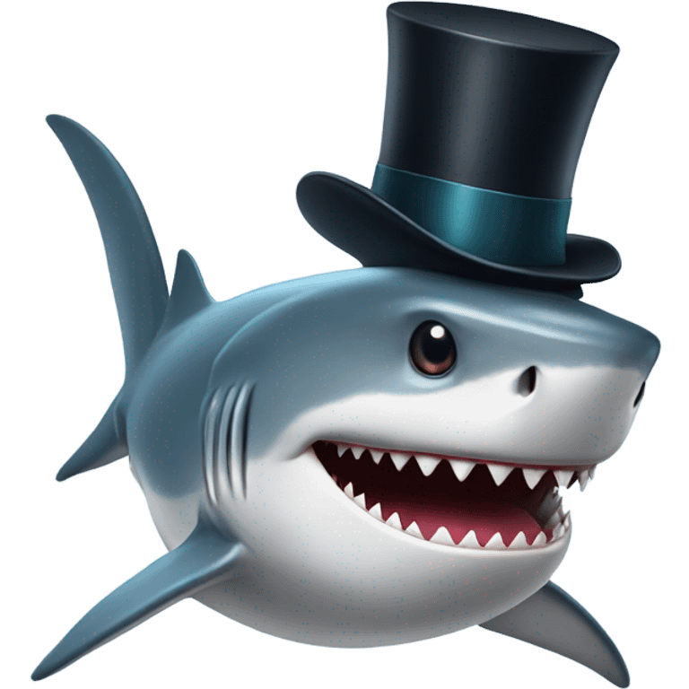 Shark with a top hat emoji