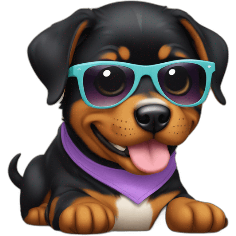 Baby Rottweiller with sunglases emoji