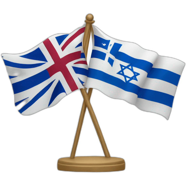 flag of israel and flag of England, waving together emoji