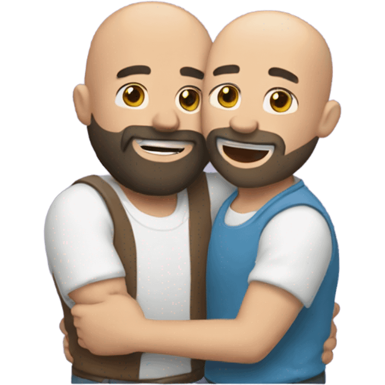 Two guys hugging, one is bald with black beard and the other guy have brown hair emoji