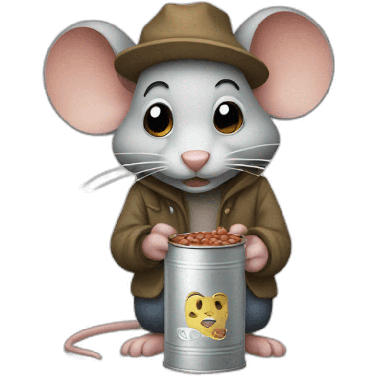 Sad hobo mouse holding a can of beans emoji