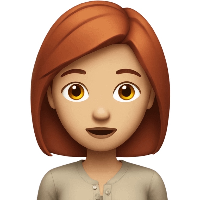 Girl with medium length brown and red hair shrugging  emoji