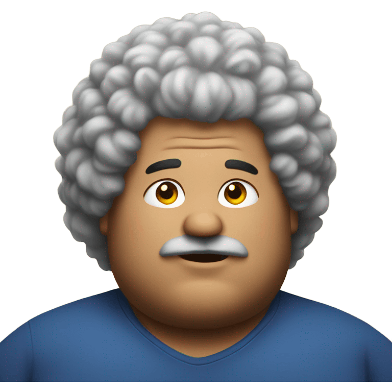 Fat man with fluffy hair emoji