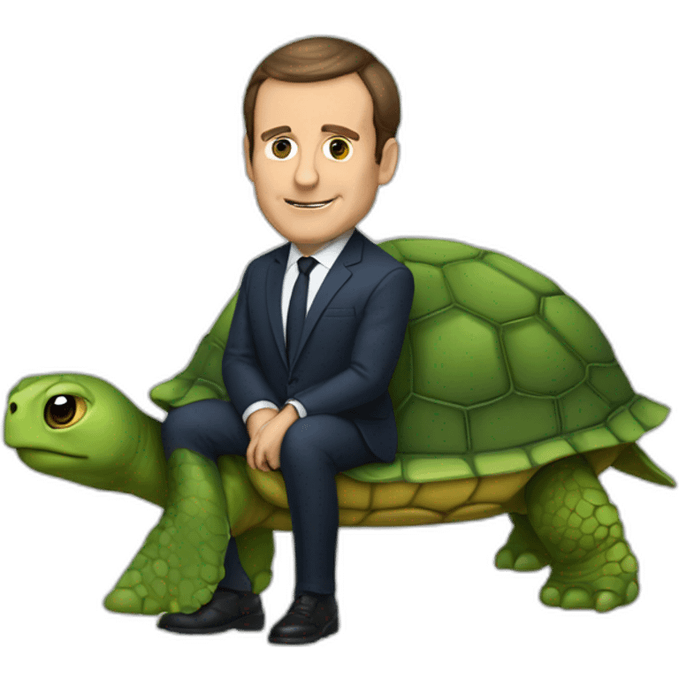 macron avec une tortue sur la tete emoji