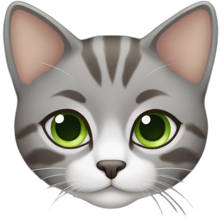 gray brown cat with green eyes  emoji