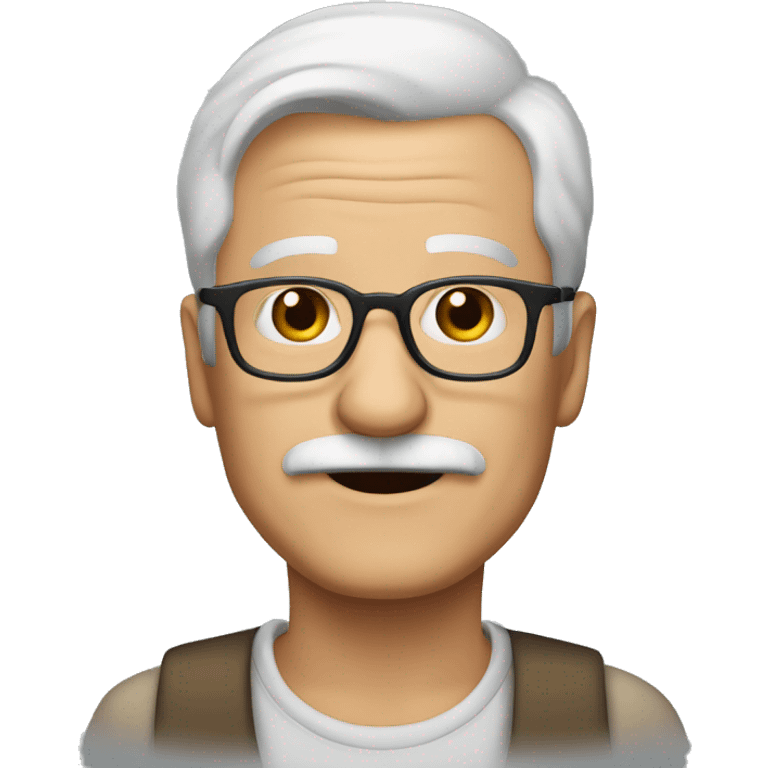 70 year old man with glasses, white hair, mustache emoji