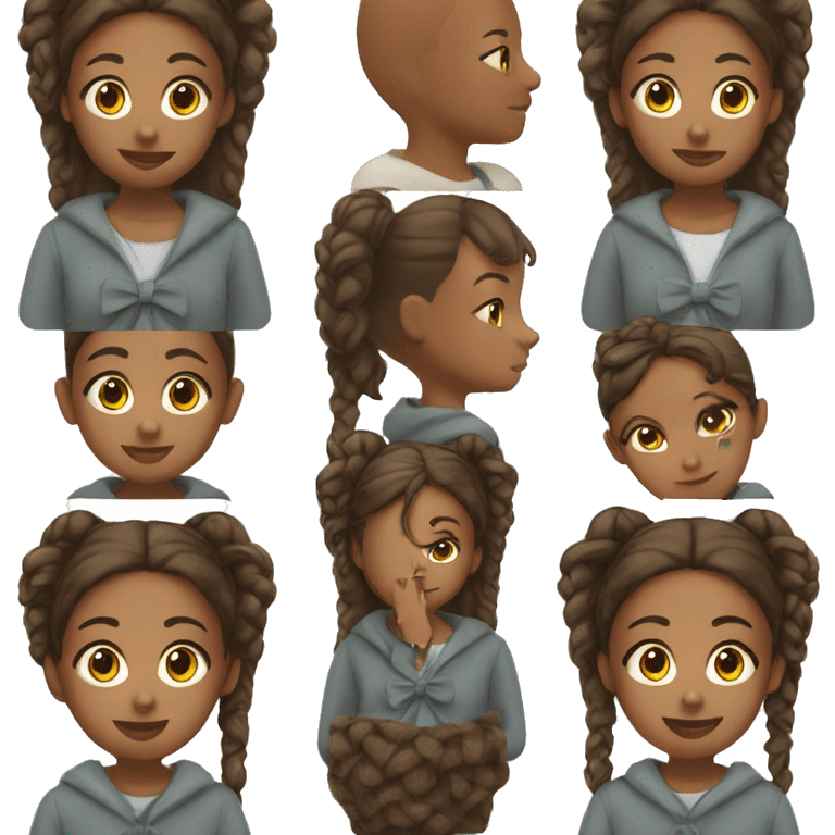 A black girl with brown hair with a bow and a ponytail and sweater ￼ emoji