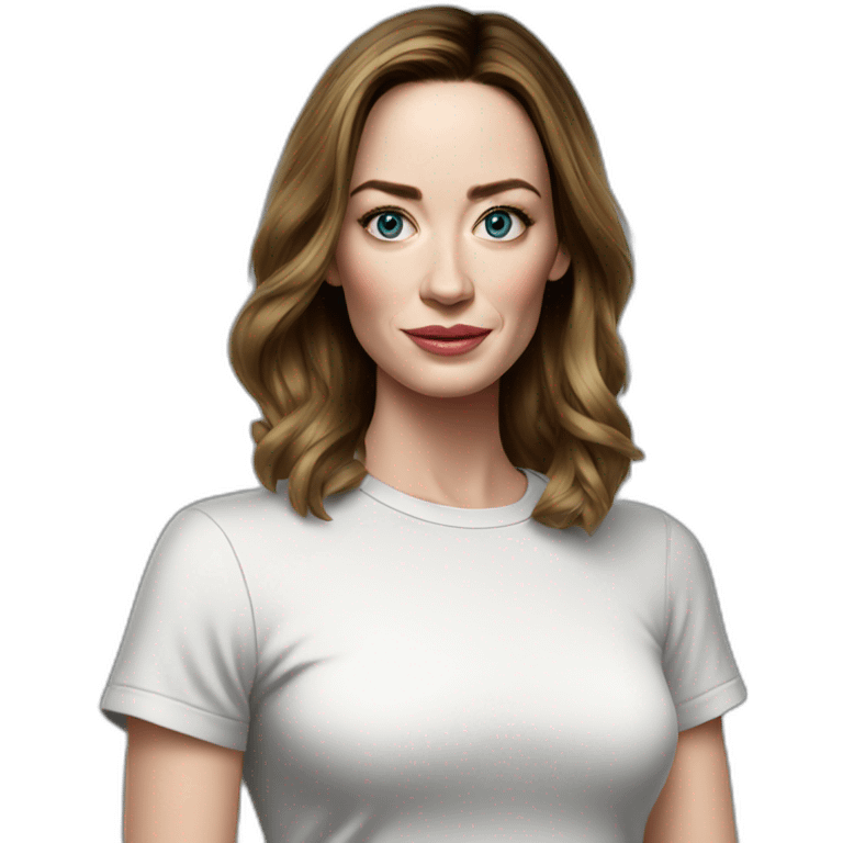 Emily blunt serious cartoon wearing tee emoji