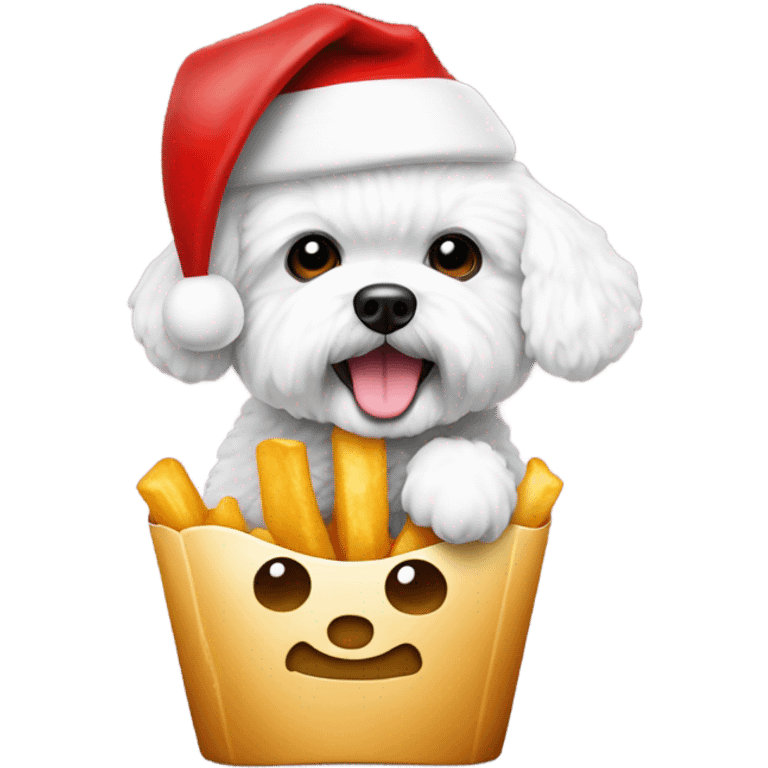 bichon fries with christmas hat emoji