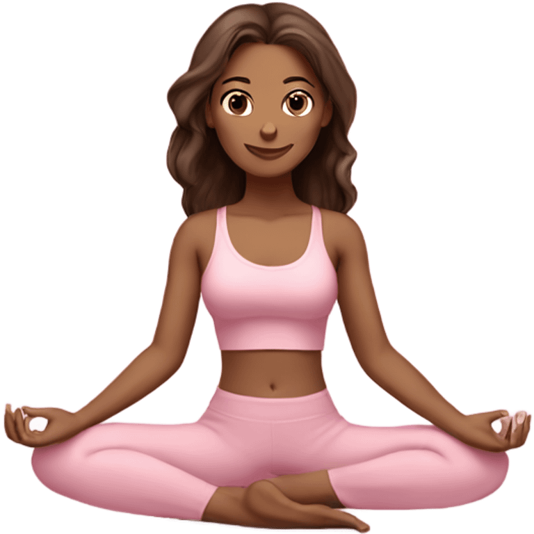 brunette yoga girl light pink clothes n emoji