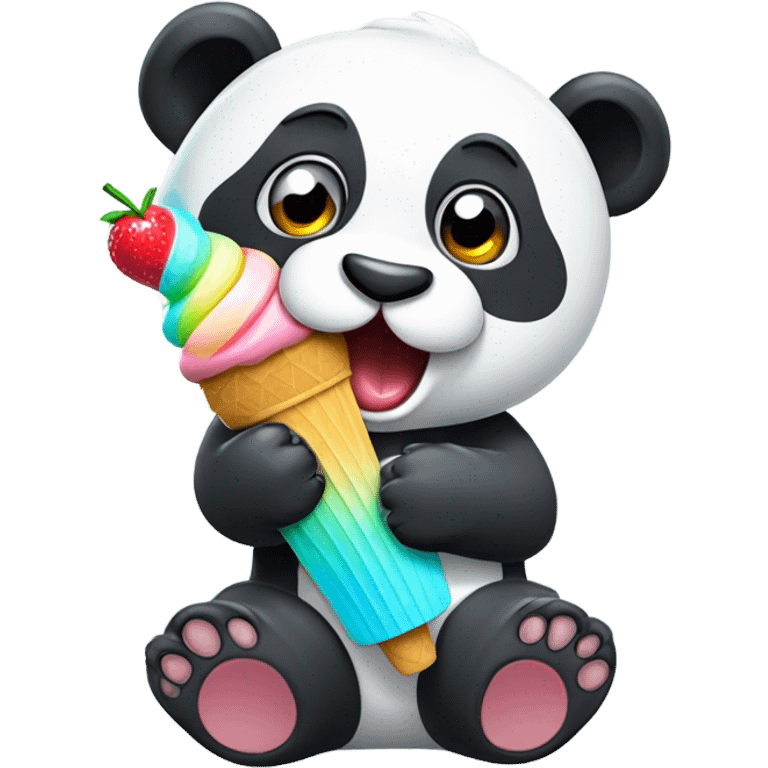 Panda eating ice cream emoji