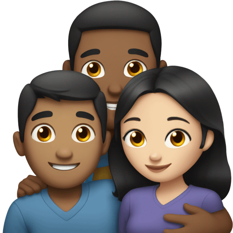 Filipino man and blue eyed black haired freckled girl hugging  emoji