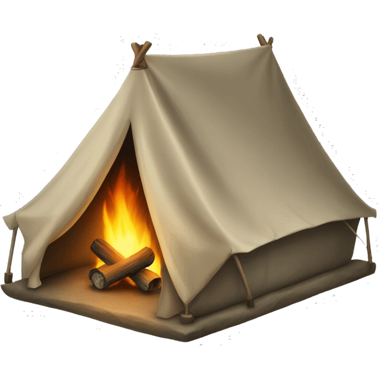 Camp tent with fireplace emoji