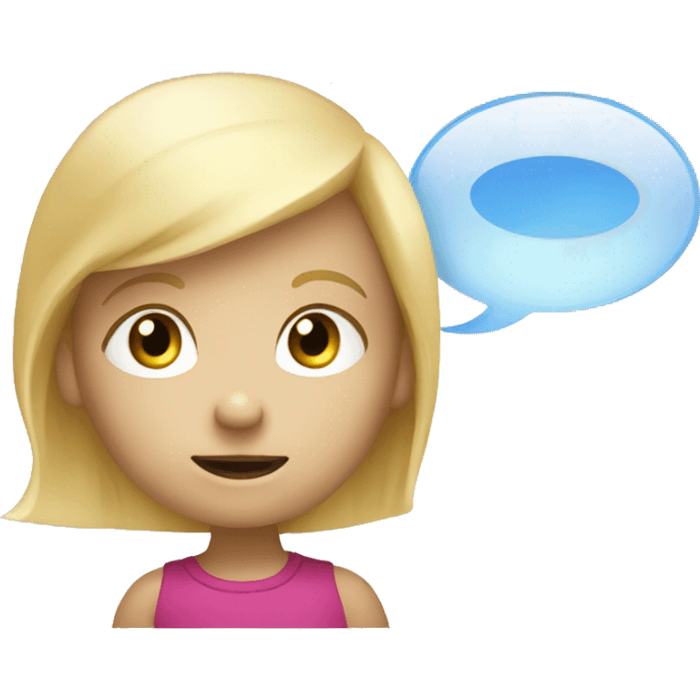 talking blond child with speech bubble near emoji