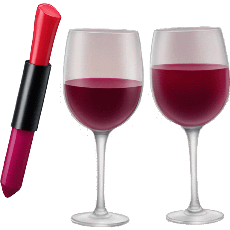 Glass of wine with lipstick emoji