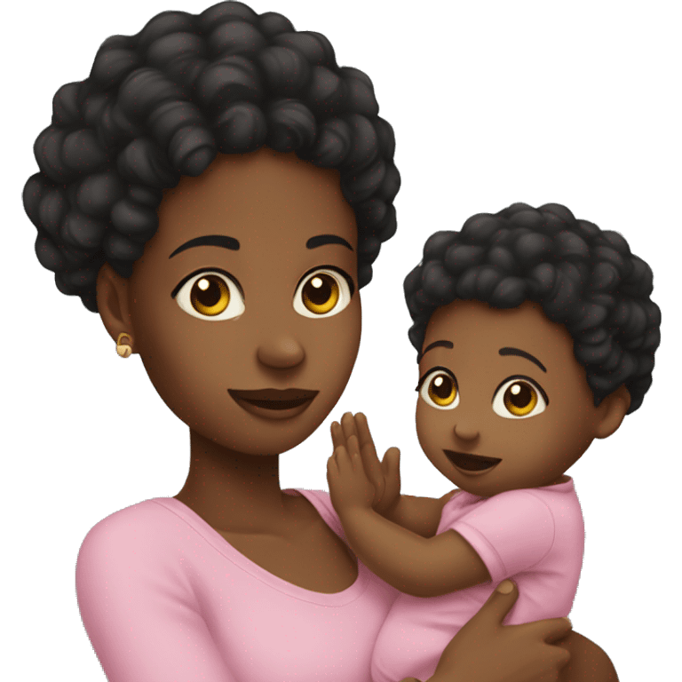 black girl with a baby emoji