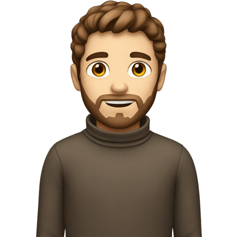 Boy developer with brown hair and beard in turtleneck sweater emoji